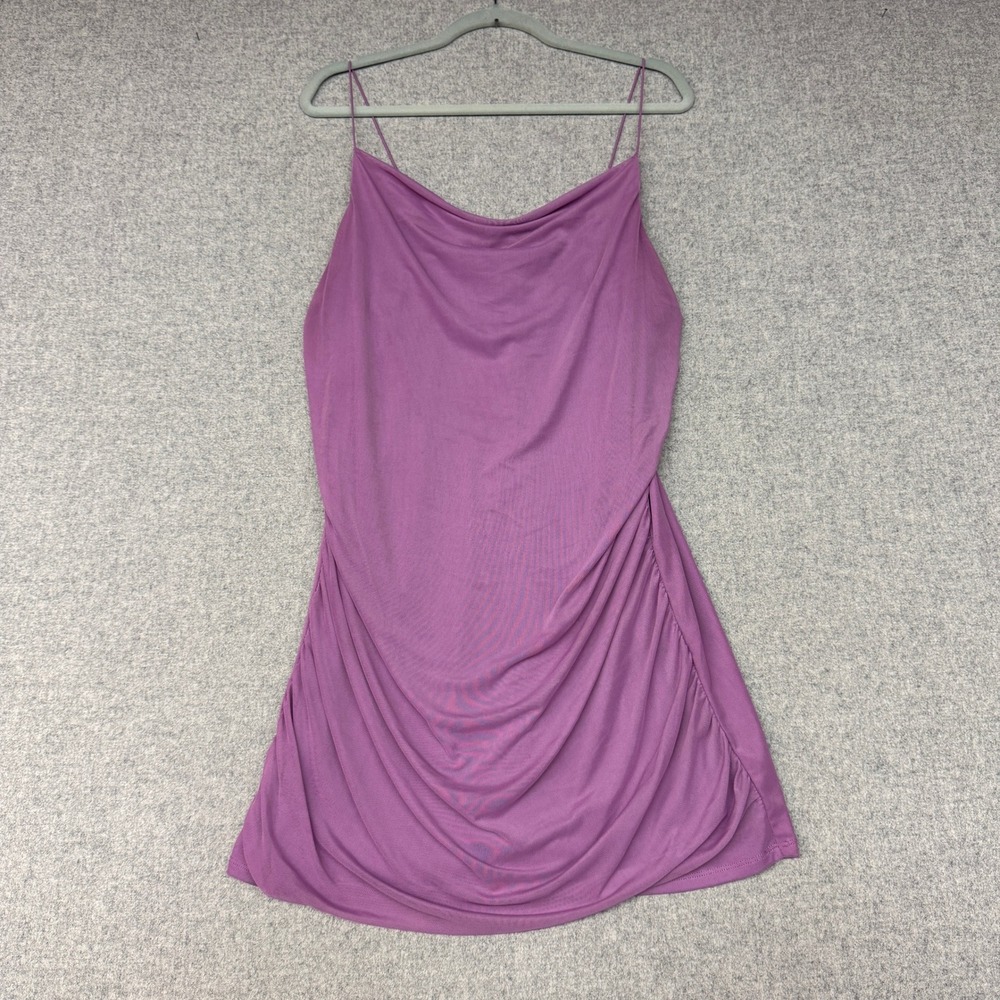 Wild Fable | Cowl Neck Ruched Mini Dress | XXL | Purple | Spaghetti Strap Mesh